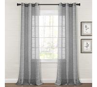 Lush Decor Farmhouse - Coppia di tende da finestra in tessuto strutturato, 304,8 x 96,5 cm, colore: Grigio scuro