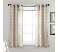 Lush Decor Farmhouse - Coppia di tende per finestra, con occhielli testurizzati, 160 cm di lunghezza x 96,5 cm, colore: neutro