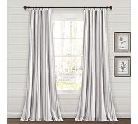 Lush Decor Farmhouse - Coppia di tende per finestre in cotone tinto a righe, 213,4 cm di lunghezza x 106,7 cm di larghezza, grigio