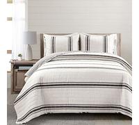 Lush Decor Farmhouse - Set copripiumino reversibile in cotone, 3 pezzi, colore nero, king size