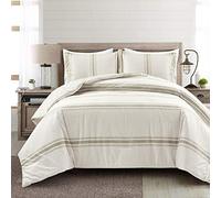Lush Decor Farmhouse - Set copripiumino reversibile in cotone, 3 pezzi, colore neutro, king size