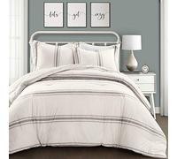 Lush Decor - Set di biancheria da letto reversibile, lussuosa, morbida, con federe coordinate e cuscini decorativi, decorazione rustica per la casa (grigio, king size)