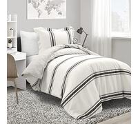 Lush Decor Farmhouse Stripe Set copripiumino 100% cotone, 2 pezzi, doppio-XL, nero