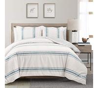 Lush Decor Farmhouse Stripe - Set copripiumino da 3 pezzi, colore: Blu