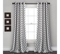 Lush Decor Feather Arrow Geo Room-Darkening Set di Tende da Finestra (213,4 x 132,1 cm), Tessuto, Bianco e Nero, W 52" x L 84" (1 Panels)