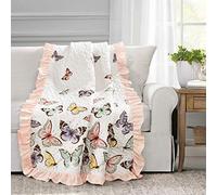Lush Decor Flutter - Coperta con farfalle, 152,4 x 127 cm, colore: Rosa