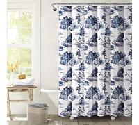 Lush Decor French Country Toile Tenda Doccia, 182,9 x 182,9 cm, Bianco e Blu