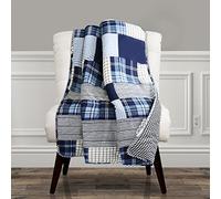 Lush Decor Greenville Gettare, Cotone, Blu, 60 Inches x 50 Inches