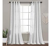 Lush Decor Hygge - Coppia di tende da finestra, 274,3 cm di lunghezza x 132,1 cm di larghezza, colore: bianco e nero