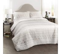 Lush Decor Hygge Geo Pattern Striped Quilt Bedding Set 3 pezzi King