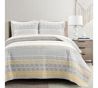 Lush Decor Hygge Geo - Set copripiumino reversibile in cotone, 3 pezzi, colore: giallo, king size