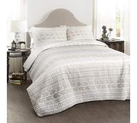 Lush Decor Hygge Geo - Set di 3 trapunte, King, Taupe & White