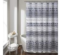 Lush Decor Hygge Geo - Tenda da doccia, 183,9 x 183,9 cm, colore blu navy e bianco x 182,9 cm