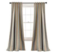 Lush Decor Julia Stripe Coppia di Tende oscuranti per Finestra, Poliestere, Grigio, W 52" x L 84" (1 Panels)