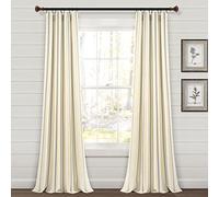 Lush Decor La striscia della fattoria filati ha tinto i pannelli della tenda della finestra del cotone giallo/grigio 42X84 insieme