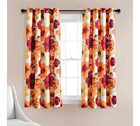 Lush Decor Leah - Coppia di tende filtranti per finestra, 160 cm di lunghezza x 132 cm, colore: rosso e arancione
