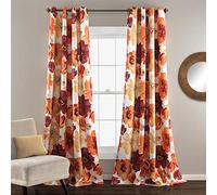 Lush Decor Leah - Occhiello Isolante Floreale, 132 x 213 cm, Colore: Rosso e Arancione