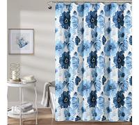 Lush Decor Leah - Tenda da doccia floreale, 182,9 x 183 cm (larghezza x lunghezza), tende da doccia in tessuto, motivo botanico ad acquerello, decorazione rustica e francese