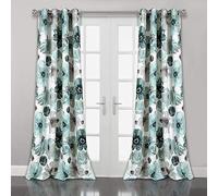 Lush Decor Floral Insulated Grommet Leah-Occhiello Isolante Floreale, Poliestere, Blu, W 52" x L 108" (1 Panels)