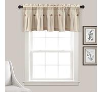 Lush Decor Linen Button Farmhouse Valance, 84" W x 18" L, Dark Linen - Kitchen Curtains Valances - Valances for Windows - Curtain Valance