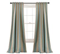 Lush Decor Lush Décor Julia Stripe Coppia di Tende oscuranti per Finestra, Poliestere, Blu, W 52" x L 84" (1 Panels)