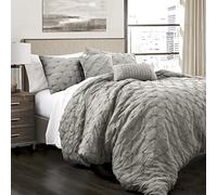 Lush Decor Lush Décor Ravello Pintuck 5 Piece Comforter Set, Full/Queen, Avorio, Gray, Full/Queen