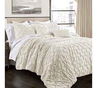 Lush Decor Lush Décor Ravello Pintuck 5 Piece Comforter Set, Full/Queen, Avorio, Ivory, King
