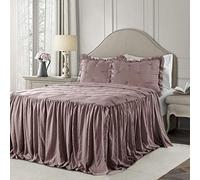 Lush Decor Lush Décor Ravello Pintuck Ruffle Skirt Bedspread Woodrose Shabby Chic Farmhouse Style Lightweight 3 pezzi Set King