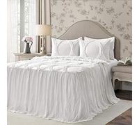 Lush Decor Lush Décor Riviera volant gonna copriletto bianco shabby chic stile fattoria leggero 3 pezzi set king size, poliestere