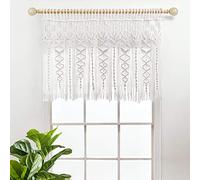 Lush Decor, Mantovana in cotone testurizzato macramè, 101,6 cm di larghezza x 76,2 cm di lunghezza, bianco, tende da cucina e decorazione da parete, mantovana macramè, tende da bagno per finestre