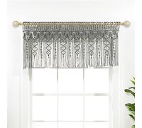 Lush Decor, Mantovana in cotone testurizzato macramè, 127 cm di larghezza x 50,8 cm di lunghezza, grigio, tende da cucina e decorazione da parete, mantovana macramè, tende da bagno per finestre