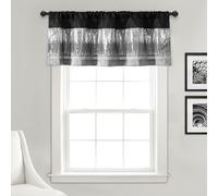 Lush Decor Mantovana per tenda con paillettes, per letto singolo, 132 cm di larghezza x 45,7 cm di lunghezza, colore: nero e grigio, con lustrini, color block e brillantini, mantovana per tende da