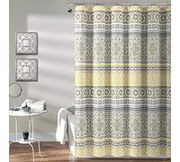Lush Decor Nesco - Tenda da doccia a strisce, 183 x 183 cm, colore: Giallo e Grigio