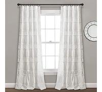 Lush Decor Nova Ruffle - Coppia di tende per finestra, 106,7 x 213,4 cm, colore: Bianco
