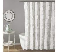 Lush Decor Nova - Tenda da doccia con volant, 183 x 183 cm, colore: Blu, bianco, 72 Inches x 72 Inches
