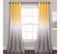 Lush Decor Ombre Fiesta, tende filtranti per finestra, set per soggiorno, sala da pranzo, camera da letto (coppia), 132 cm di larghezza x 213 cm di lunghezza, giallo e grigio