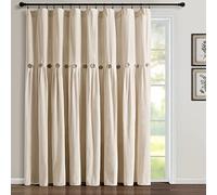 Lush Decor Pannello per tende da finestra con bottone in lino (pannello singolo), 84 "L x 250 "W, lino scuro