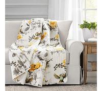 Lush Decor Penrose Floreale Coperta Copriletto 60" x 50", Giallo e Grigio