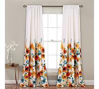 Lush Decor Percy Bloom Coppia di tende a pannello per finestra, mandarino e blu, 213,4 x 132,1 cm