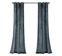 Lush Decor Prima - Set di tende in velluto, per soggiorno, sala da pranzo, camera da letto, 241,3 cm, colore: Blu ardesia