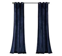 Lush Decor Prima Velvet Curtains Solid Color Room Darkening Window Panel Set per living, Dining, Bedroom (coppia), 95" x 38", blu navy, L