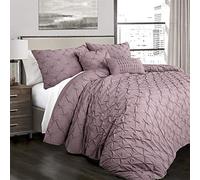 Lush Decor Ravello Pintuck Letto in una borsa morbido reversibile con copripiumino e lenzuola, poliestere, Woodrose, king