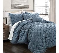 Lush Decor Ravello Pintuck, poliestere, blu tempesta, king size