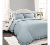 Lush Decor Reyna Comforter Lake Blue - Set di biancheria da letto con volant, 3 pezzi, con federa, per letto matrimoniale, in poliestere