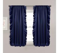Lush Decor Reyna - Coppia di tende per finestra, 160 cm di lunghezza x 137 cm di larghezza, colore: blu navy