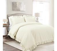Lush Decor Reyna - Set copripiumino in 100% cotone, 3 pezzi, colore: Avorio