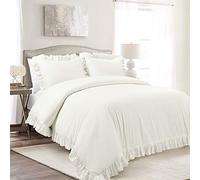 Lush Decor Reyna - Set copripiumino in cotone, 3 pezzi, per letto king, colore: Bianco