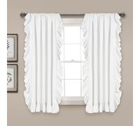 Lush Decor Reyna - Set di tende a pannello con volant, 137,2 x 160 cm (larghezza x lunghezza), colore: bianco, set di tende romantiche con volant per camera da letto, soggiorno o sala da pranzo,