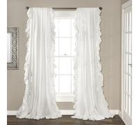 Lush Decor Reyna - Set di tende a pannello con volant, 137,2 x 213,4 cm (larghezza x lunghezza), colore bianco, romantiche tende con volant per camera da letto, soggiorno o sala da pranzo, decorazione