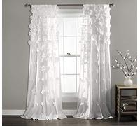 Lush Decor Riley Window Curtain (Single Panel) Tenda a Pannello Singolo, Poliestere, Bianco, 54W x 84L